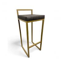 Banqueta Quadro Com Encosto Estofada Metalon Dourado Cinza - 65cm - 6