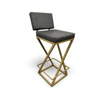 Banqueta Zênite Com Encosto Estofada Metalon Dourado Cinza - 75cm - 5