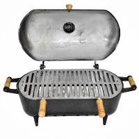 Churrasqueira Alumínio Fundido Grosso Craqueada A Bafo Preta - 1