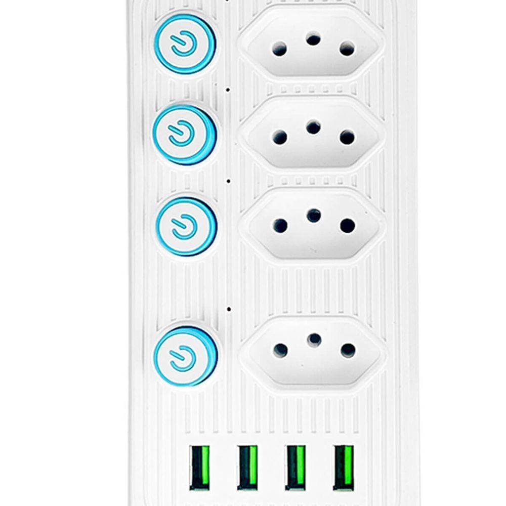 Filtro De Linha Com Usb 2.1a Extensao 4 Tomadas B-max 2m - 2
