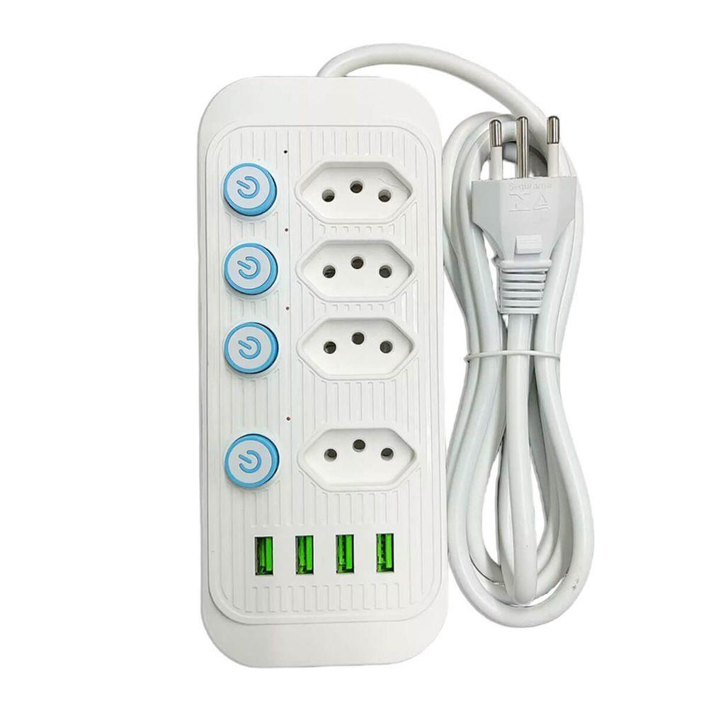 Filtro De Linha Com Usb 2.1a Extensao 4 Tomadas B-max 2m - 5