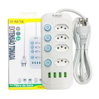 Filtro De Linha Com Usb 2.1a Extensao 4 Tomadas B-max 2m - 1