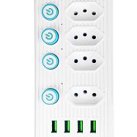 Filtro De Linha Com Usb 2.1a Extensao 4 Tomadas B-max 2m - 2