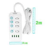 Filtro De Linha Com Usb 2.1a Extensao 4 Tomadas B-max 2m - 3