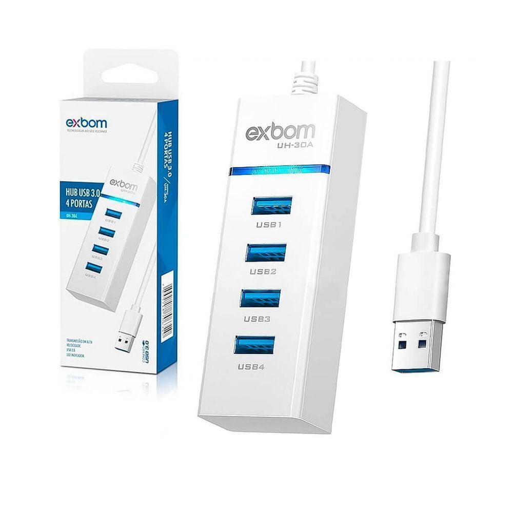 Hub Cabo Usb 3.0 High Speed Hd Extensor 4 Portas Branco - 1