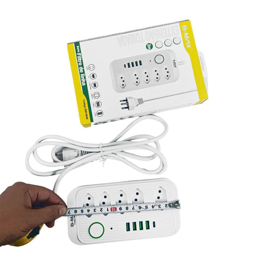 Filtro De Linha Com 5 Usb 2.1a Extensão 5 Tomadas - 2