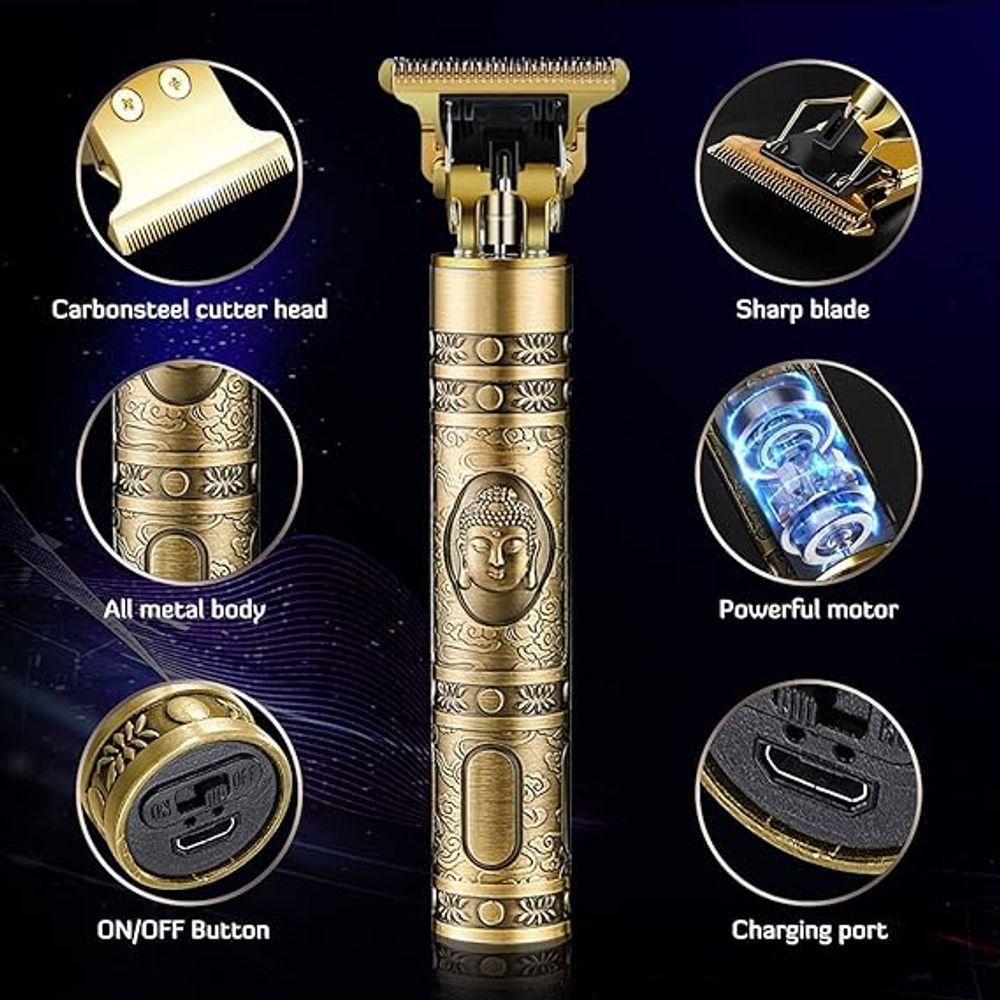 Maquina Cabelo Barba Profissional Dourada Dragão Recarregvel - 2