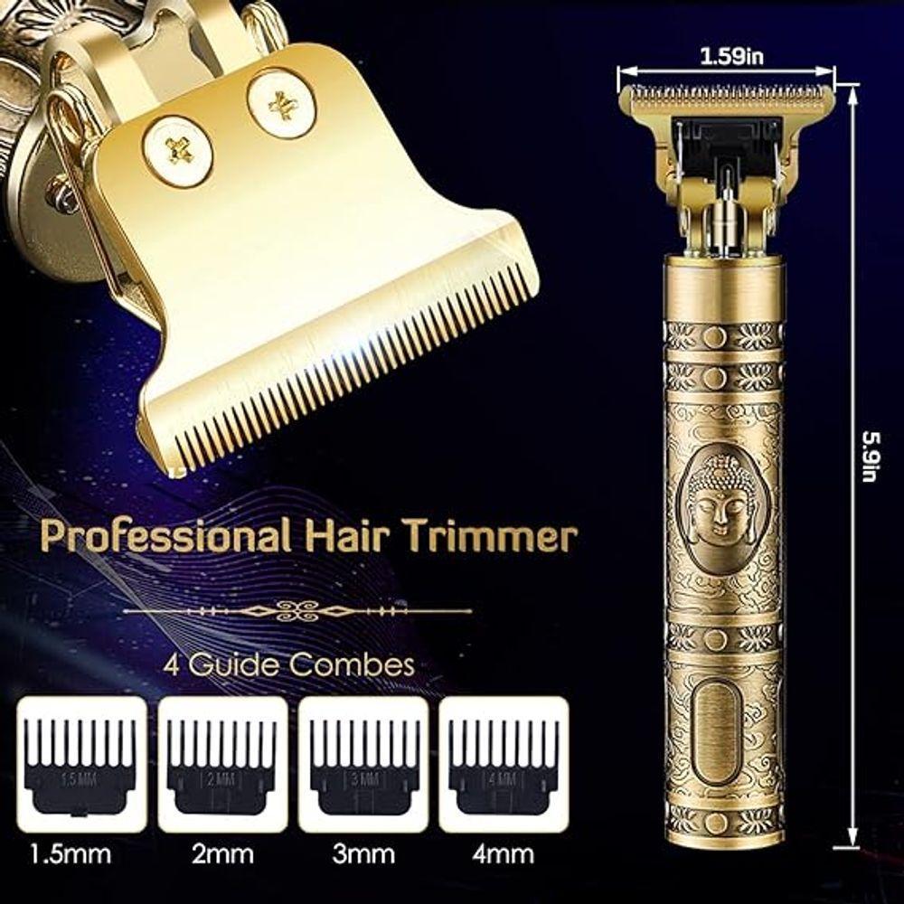 Maquina Cabelo Barba Profissional Dourada Dragão Recarregvel - 3