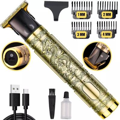 Maquina Cabelo Barba Profissional Dourada Dragão Recarregvel