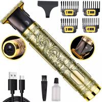 Maquina Cabelo Barba Profissional Dourada Dragão Recarregvel - 1