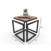 Mesa Lateral Cubo Metalon Preto Carvalho Mel - 40cm - 2