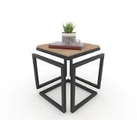 Mesa Lateral Cubo Metalon Preto Carvalho Mel - 40cm - 6