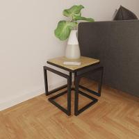 Mesa Lateral Cubo Metalon Preto Carvalho Mel - 40cm - 9