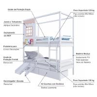 Beliche Casinha Reta Com 02 Gavetas Escorregador E Grade Removível Madeira Maciça Branco/ Rosa Housin - 5