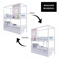 Beliche Casinha Reta Com 02 Gavetas E Grade Removível Madeira Maciça Branco/ Rosa Housin - 2