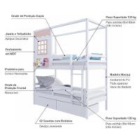 Beliche Casinha Reta Com 02 Gavetas E Grade Removível Madeira Maciça Branco/ Rosa Housin - 5