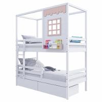 Beliche Casinha Reta Com 02 Gavetas E Grade Removível Madeira Maciça Branco/ Rosa Housin - 6