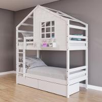 Beliche Casinha Com Janela Com 02 Gavetas Madeira Maciça Branco Housin - 1