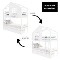 Beliche Casinha Com Janela Com 02 Gavetas Madeira Maciça Branco Housin - 3