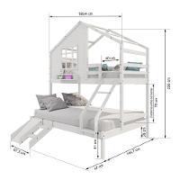 Beliche Casinha Com Janela Casal/Solteiro Com Escada/escorregador Madeira Maciça Branco Housin