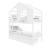 Beliche Casinha Com Janela Com 02 Gavetas E Grade De Proteção Madeira Maciça Branco Housin - 5