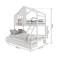 Beliche Casinha Com Janela Casal/Solteiro Com 02 Gavetas Madeira Maciça Branco Housin - 5