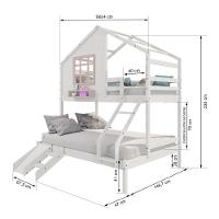 Beliche Casinha Com Janela Casal/Solteiro Com Escada/escorregador Madeira Maciça Branco/ Rosa Housin