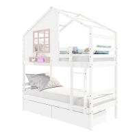 Beliche Casinha Com Janela E 02 Gavetas Madeira Maciça Branco- Rosa Housin - 2