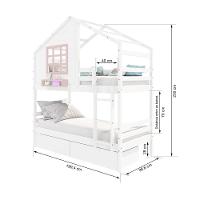 Beliche Casinha Com Janela E 02 Gavetas Madeira Maciça Branco- Rosa Housin - 6