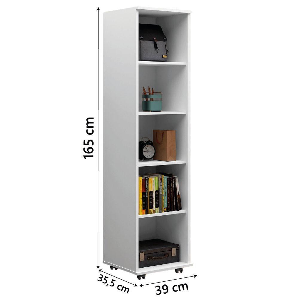 Armário Multiuso Para Escritório Com Chave E Rodízios 1 Porta Lune Branco J&a Branco - 4