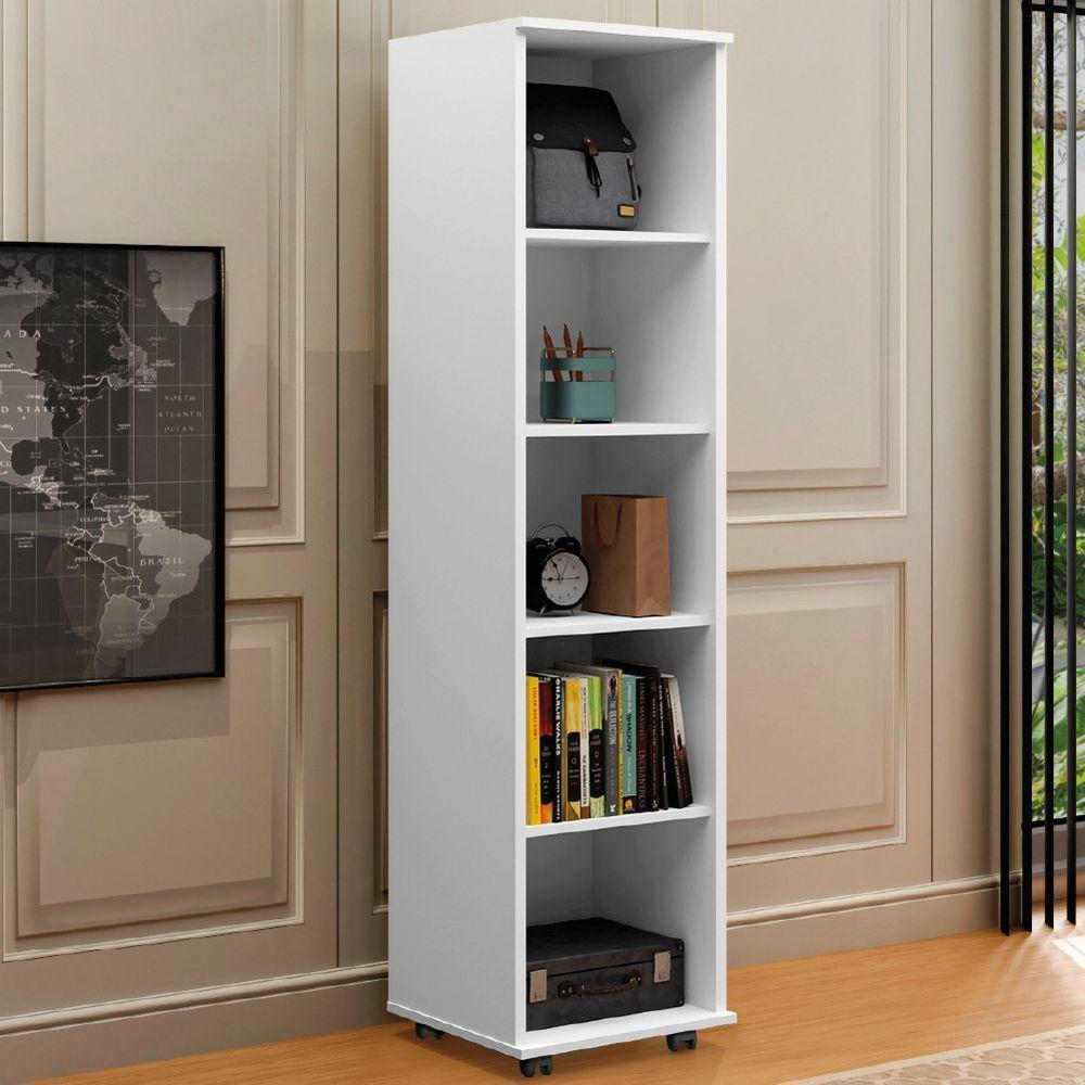 Armário Multiuso Para Escritório Com Chave E Rodízios 1 Porta Lune Branco J&a Branco - 5