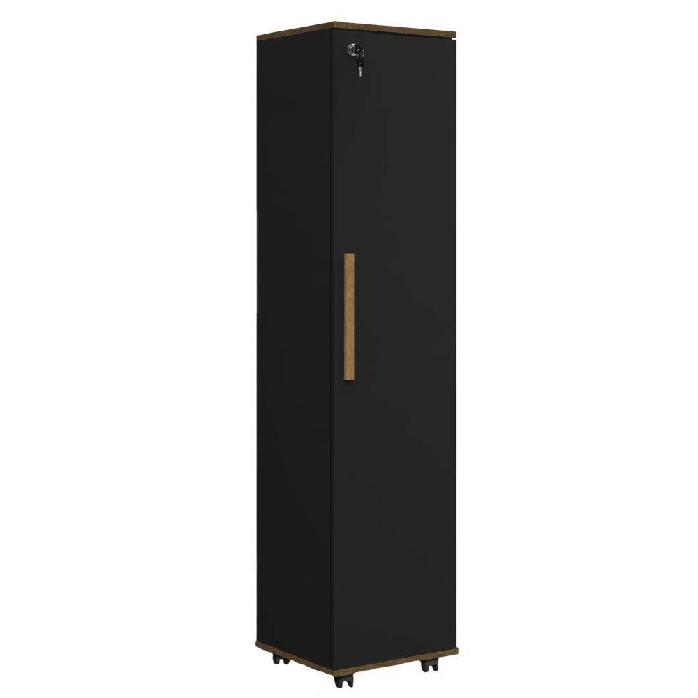 Armário Multiuso Lavanderia Com Chave E Rodízios 1 Porta Lune Preto J&a Preto - 1