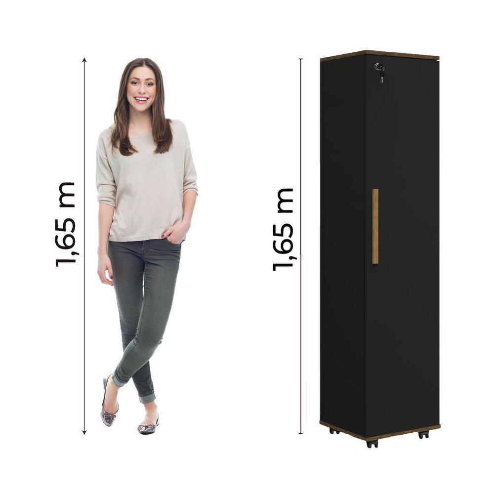 Armário Multiuso Lavanderia Com Chave E Rodízios 1 Porta Lune Preto J&a Preto - 2