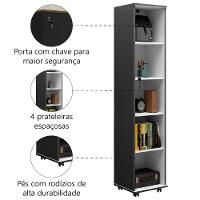 Armário Multiuso Lavanderia Com Chave E Rodízios 1 Porta Lune Preto J&a Preto - 3