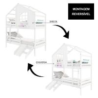 Beliche Casinha Com Janela Com Escada/escorregador E Grade De Proteção Madeira Maciça Branco Housin - 2