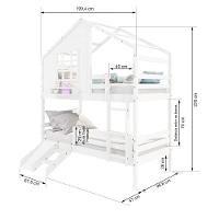 Beliche Casinha Com Janela Com Escada/escorregador E Grade De Proteção Madeira Maciça Branco Housin - 5