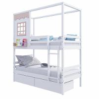 Beliche Casinha Reta Com 02 Gavetas Madeira Maciça Branco/ Rosa Housin - 3