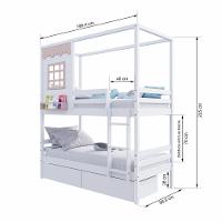 Beliche Casinha Reta Com 02 Gavetas Madeira Maciça Branco/ Rosa Housin - 7