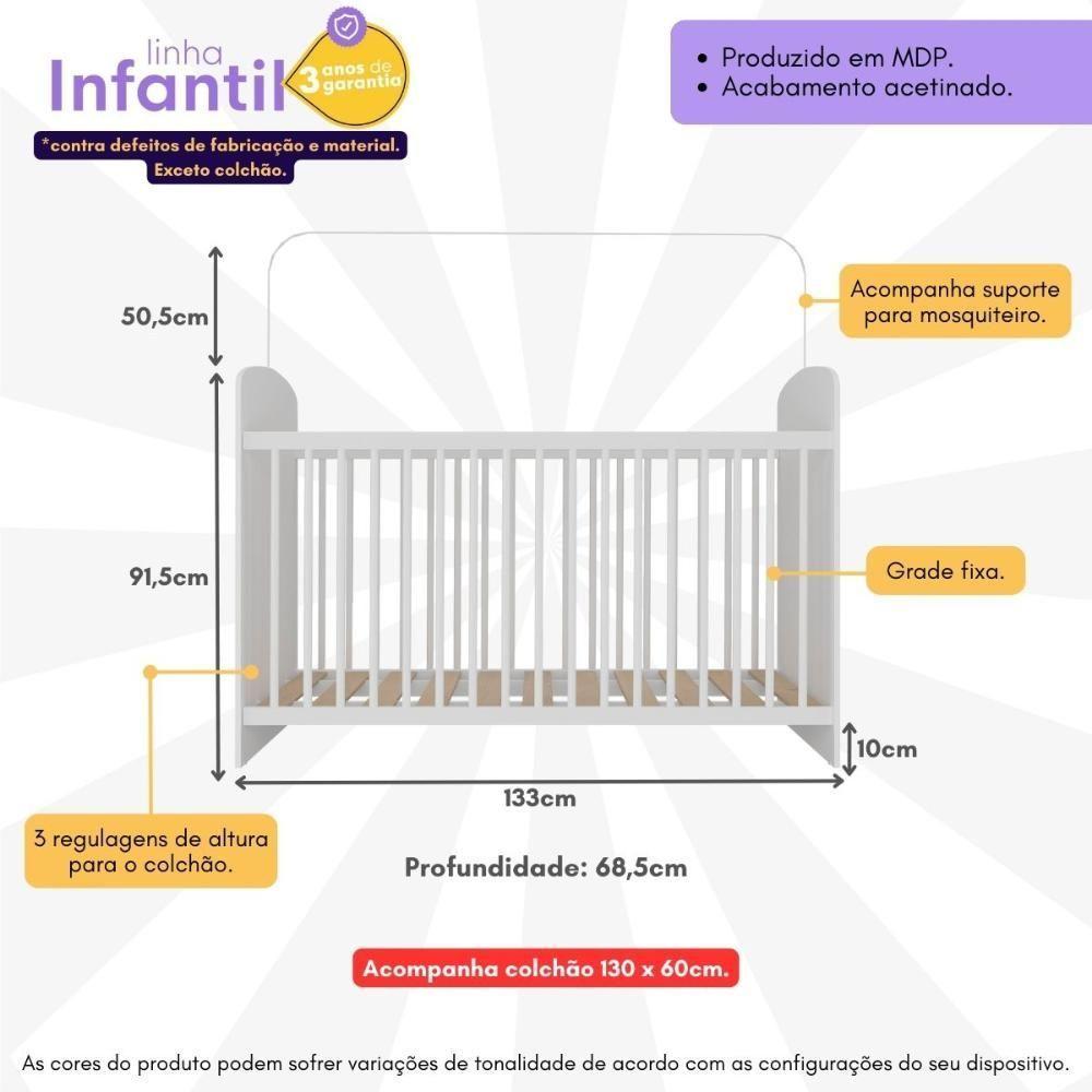 Berço Com Colchão Incluso Sonho Multimóveis Bb0515c Branco - 7
