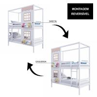 Beliche Casinha Reta Com 02 Janelas Madeira Maciça Branco/ Rosa Housin - 3