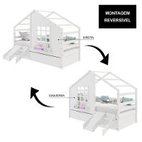 Bicama Casinha Com Janela Com Escada/escorregador Madeira Maciça Branco Housin - 2