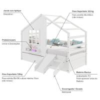 Bicama Casinha Com Janela Com Escada/escorregador Madeira Maciça Branco Housin - 5