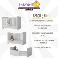 Berço Americano 3 Em 1 Com Colchão Incluso Chantilly Multimóveis Bb0504bc Branco - 6