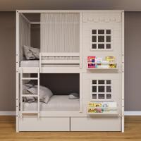 Beliche Casinha Reta Com 02 Janelas 02 Gavetas E Cortina Madeira Maciça Branco Housin - 1