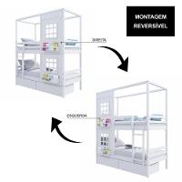 Beliche Casinha Reta Com 02 Janelas E 02 Gavetas Madeira Maciça Branco Housin - 2