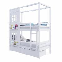 Beliche Casinha Reta Com 02 Janelas E 02 Gavetas Madeira Maciça Branco Housin - 3