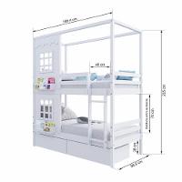 Beliche Casinha Reta Com 02 Janelas E 02 Gavetas Madeira Maciça Branco Housin - 7