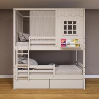 Beliche Casinha Reta Com 02 Gavetas Grade Removível E Cortina Madeira Maciça Branco Housin - 1