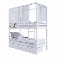 Beliche Casinha Reta Com 02 Gavetas Grade Removível E Cortina Madeira Maciça Branco Housin - 2