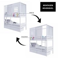 Beliche Casinha Reta Com 02 Gavetas Grade Removível E Cortina Madeira Maciça Branco Housin - 3